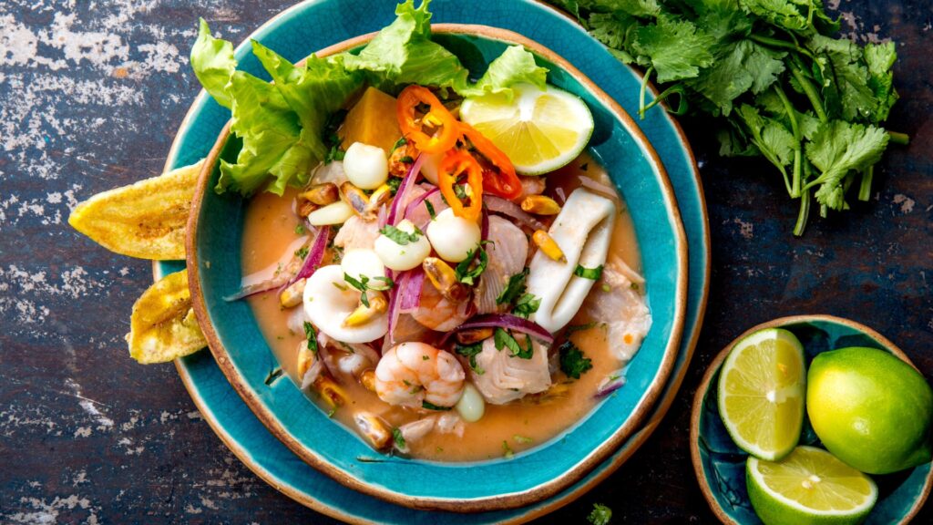 Fresh Peruvian ceviche in a luxury Lima restaurant - perfect Peru travel health choice with safe ingredients and gourmet presentation-Qosqo Expeditions