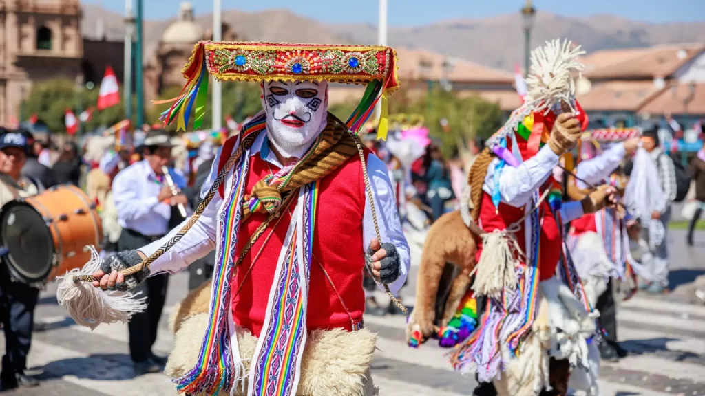 Traditional dancers in Puno during February’s highlight in the Peruvian festivals calendar